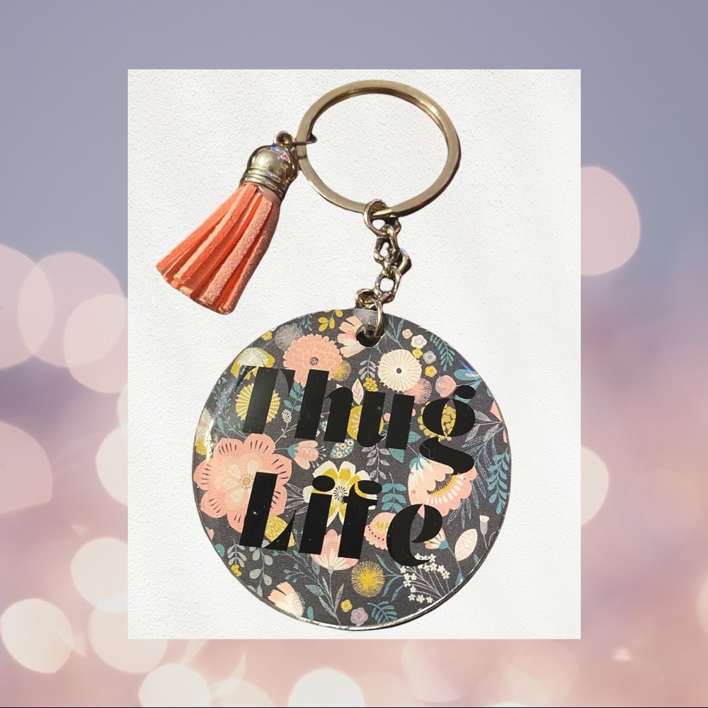 Handmade acrylic keychain with tassel
